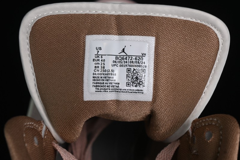 Nike Air Jordan 1 Mid AJ1 Basketball Shoes in Khaki Pink - BQ6472-620