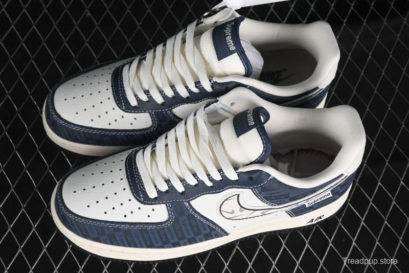 Nike Air Force 1 '07 Low Supreme Casual Sneakers in White-Blue Shadow - KK1988-009
