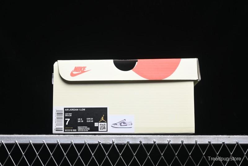 Nike Air Jordan 1 Low Stussy Collaboration - Grey Pigskin Black Base Retro Basketball Shoes - XX3318-968
