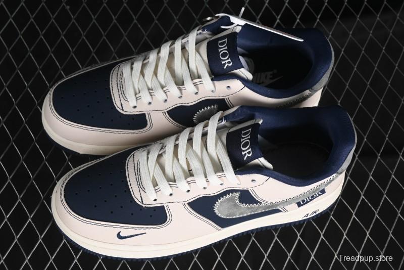 Nike Air Force 1 '07 Low Dior Collaboration - Light Blue Knit Swoosh Low-Top Casual Sneakers - KK1988-012