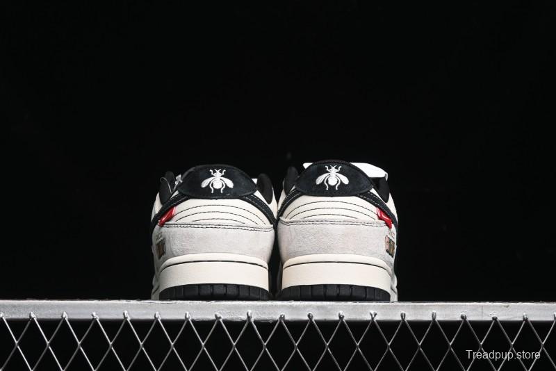 Nike SB Dunk Low Gucci Collaboration - Bumblebee Series Grey Black Hook Anniversary High-End Custom Low-Top Casual Skate Shoes - MM1089-029
