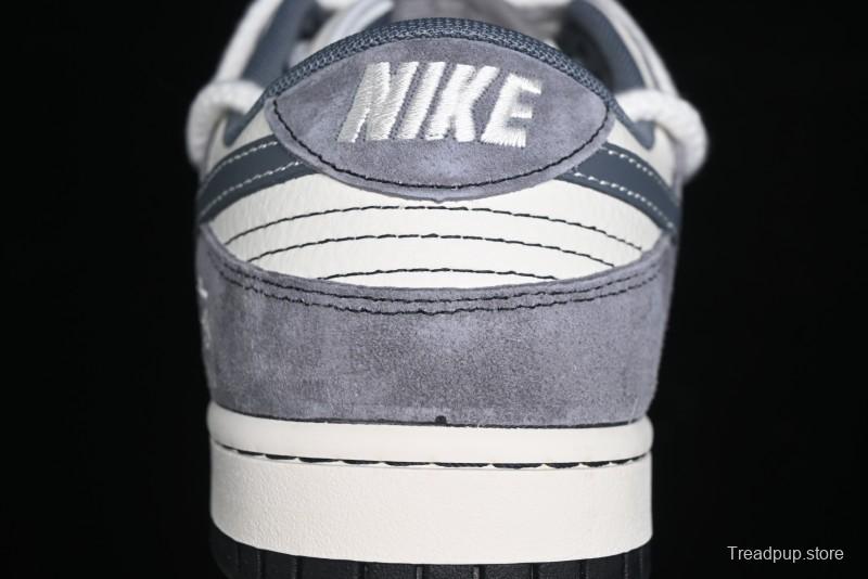 Nike SB Dunk Low Stussy Collaboration - Lace-Up Beige Grey Hook Anniversary High-End Custom Low-Top Casual Skate Shoes - YX5066-206