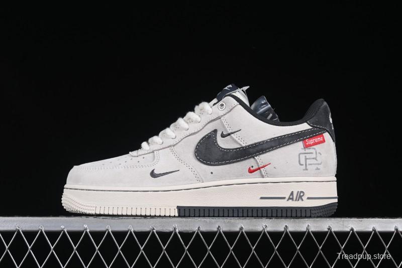Nike Air Force 1 '07 Low Champion Collaboration Dual-Tone Grey Swoosh Triple Mini Swoosh Low-Top Casual Sneakers - SJ6698-022