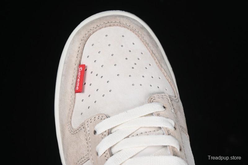 Nike SB Dunk Low Supreme Collaboration - Two-Tone White Swoosh Anniversary Customized Low-Top Casual Skate Shoes - DJ2024-045