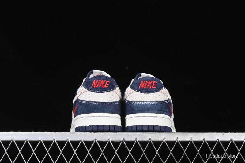 Nike SB Dunk Low Supreme Collaboration - Two-Tone White Swoosh Anniversary Customized Low-Top Casual Skate Shoes - DJ2024-045