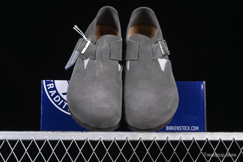 Birkenstock London BS Unisex Slip-On Comfort Shoes with Soft Suede Leather and Lambswool Insole - BS