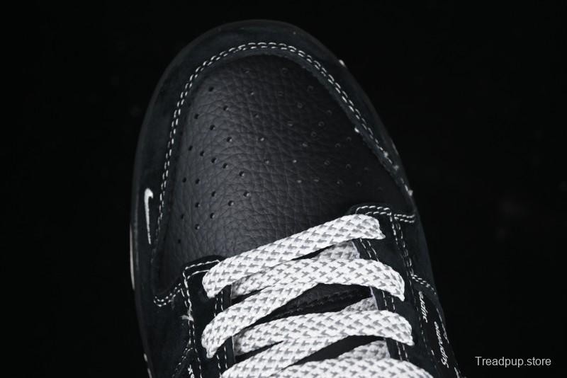 Nike SB Dunk Low Supreme Collaboration Black Grey Swoosh Anniversary Custom Low-Top Casual Skate Shoes - XS1086-011