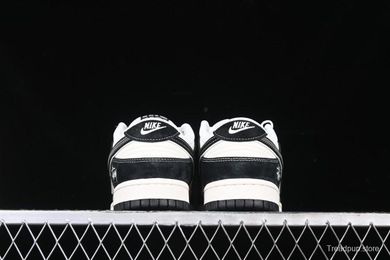Nike SB Dunk Low Stussy x Gucci Triple Collaboration - Irregular Black Swoosh Anniversary Custom Low-Top Casual Sneakers - FC1688-196