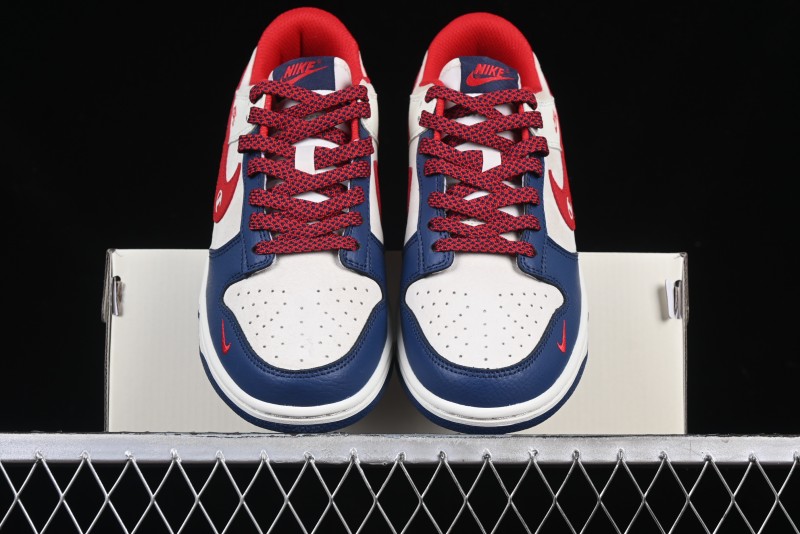 Nike SB Dunk Low Edison Chen Collaboration Blue Red Swoosh Anniversary Custom Low-Top Casual Skate Shoes - DJ2024-099