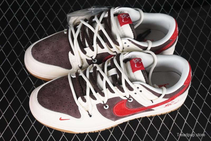 Nike SB Dunk Low Year of the Snake Series - Lace-Up Red Hook Anniversary High-End Custom Low-Top Casual Skate Shoes - YX5066-266