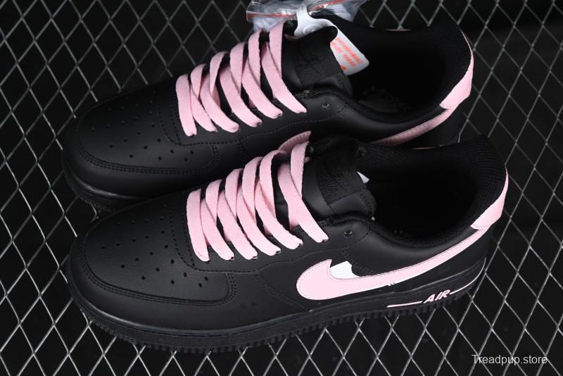 Nike Air Force 1 '07 Low Casual Sneakers with Black & Pink Double Swoosh - CW2288-028