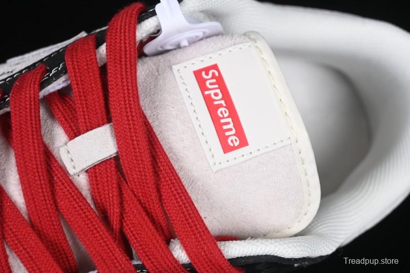 Nike SB Dunk Low Supreme Collaboration - Black Leather Texture Anniversary High-End Custom Low-Top Casual Skate Shoes - XS1086-020