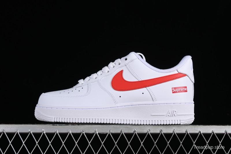 Nike Supreme x Air Force 1 '07 Low White Red Collaboration Casual Sneakers - CU9225-101