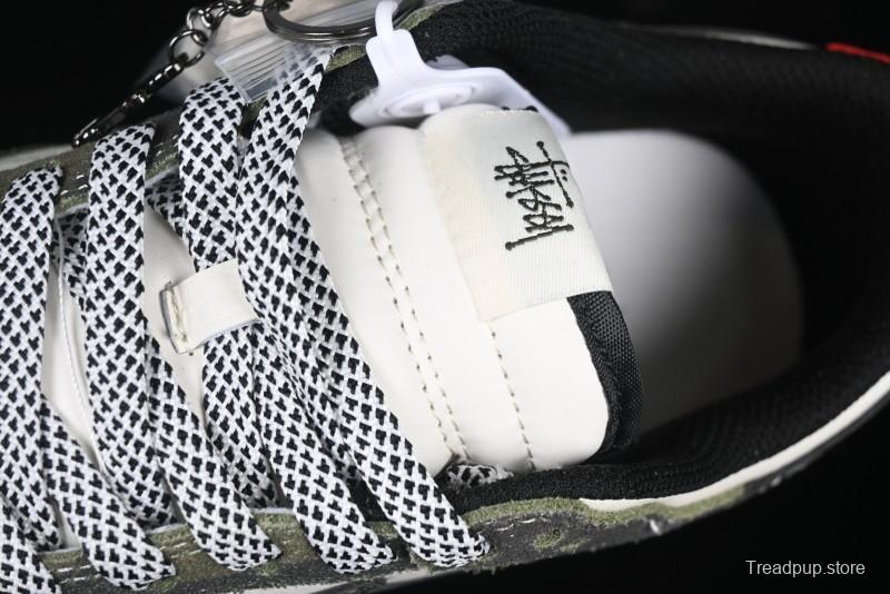 Nike SB Dunk Low Stussy Collaboration - Camo Black Swoosh Anniversary High-End Custom Low-Top Casual Sneakers - DM6868-011