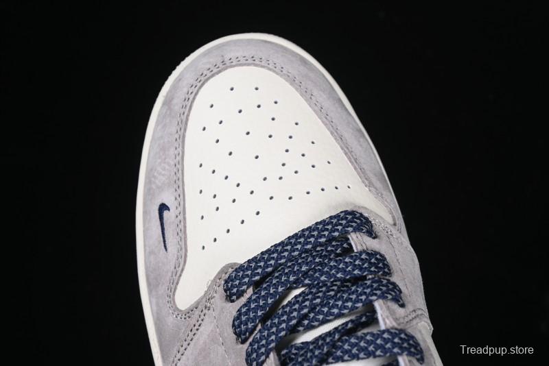 Nike Air Jordan 1 Low Stussy Collaboration Blue Suede Retro Basketball Shoes - SJ9950-035