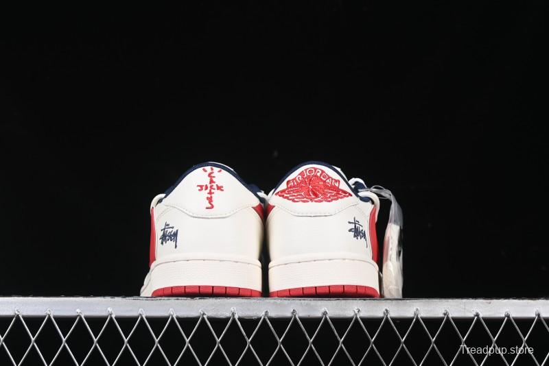 Nike Travis Scott x Fragment Design x Air Jordan 1 Low OG SP AJ1 Retro Sneakers with Reverse Swoosh - SJ0086-138