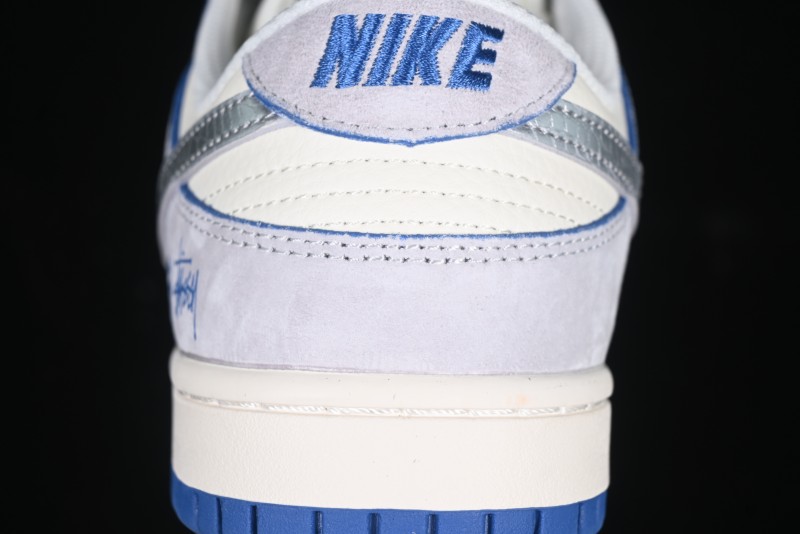 Nike SB Dunk Low Stussy Year of the Snake Collaboration Light Blue Silver Swoosh Anniversary Custom Low-Top Casual Sneakers - DM6868-010