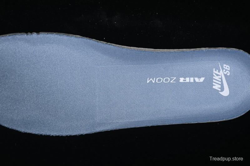 Nike SB Dunk Low Aluminum Skateboarding Shoes with Black Blue White Swoosh - HF3063-400