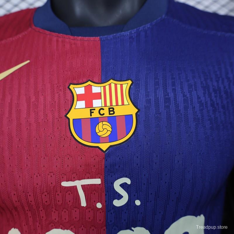 Player Version 25/26 FC Barcelona Home  with Pink "T.S. 1989" Jersey