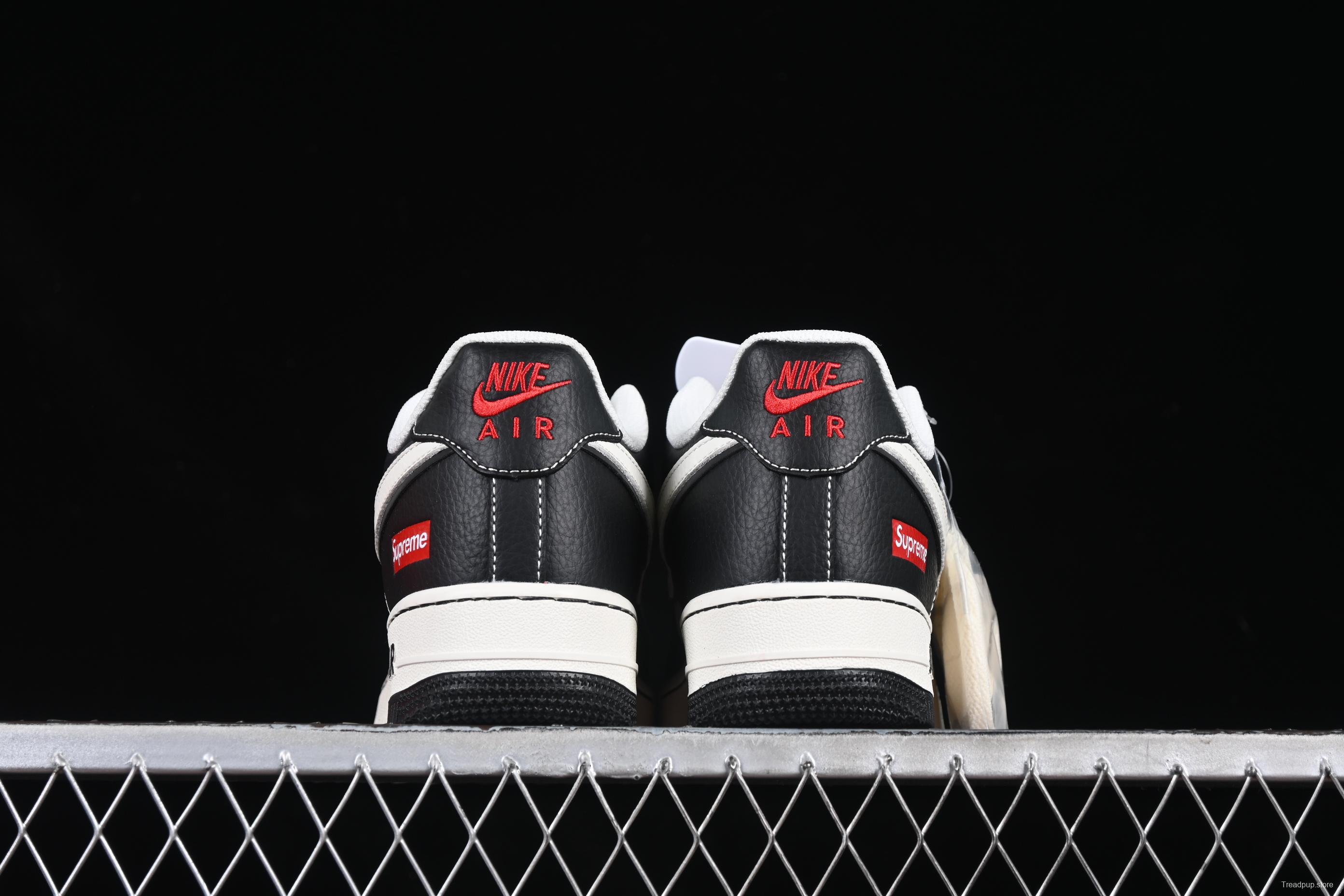 Nike Air Force 1 '07 Low Supreme Collaboration Two-Tone Red Swoosh Casual Sneakers - CS5288-004