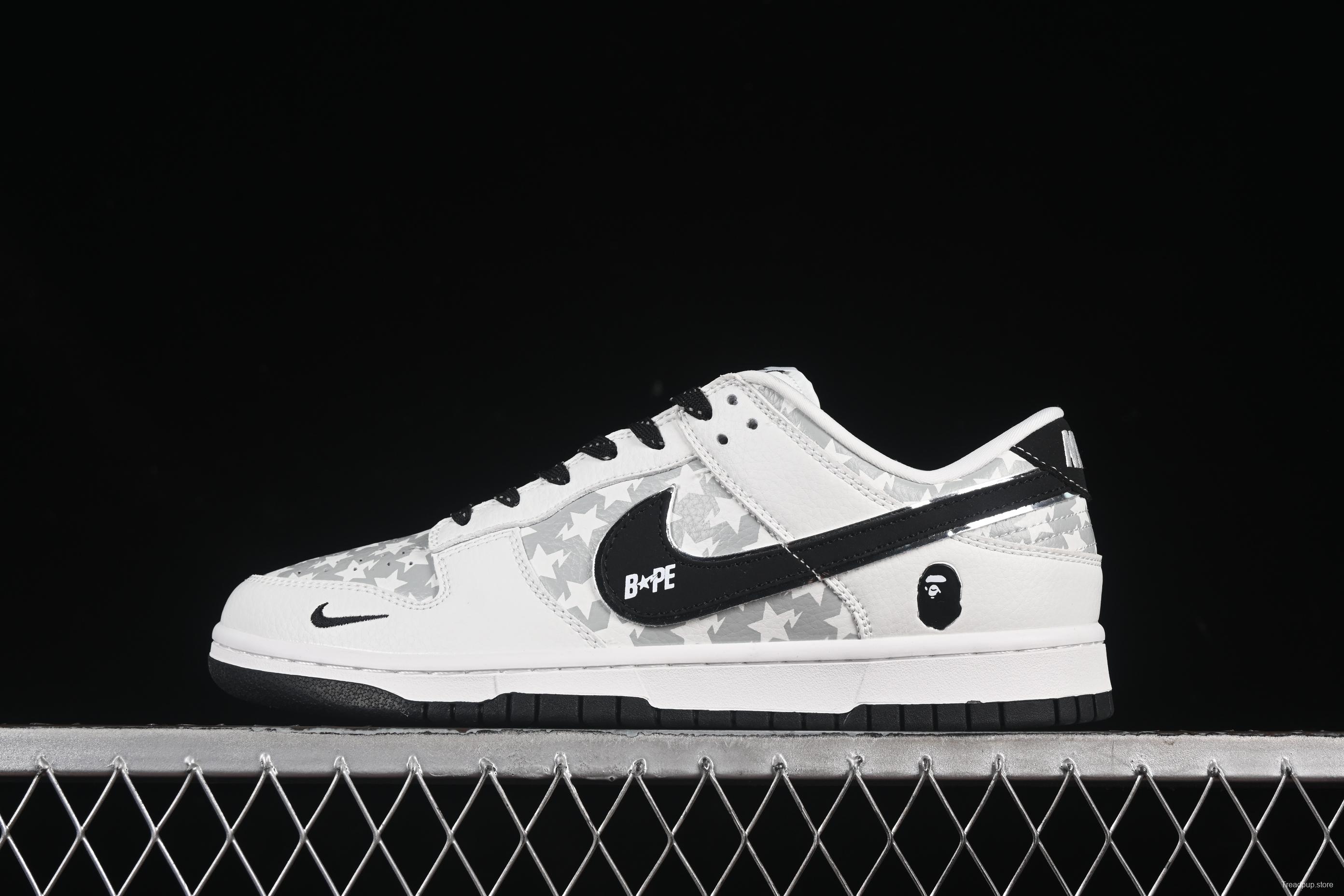Nike SB Dunk Low BAPE Collection 5-Point Star Black Swoosh Anniversary High-End Custom Low-Top Casual Skate Shoes - CS1688-104