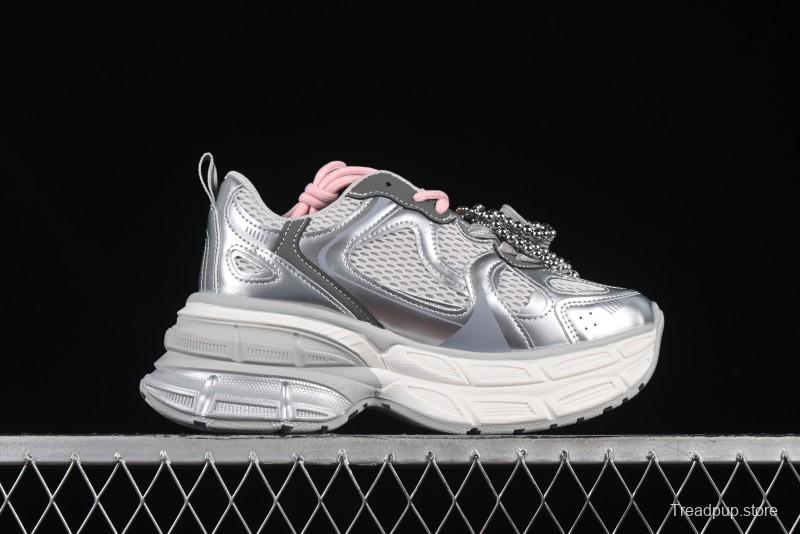 GG-CC Thick Sole Casual Running Shoes with Fashionable Design - G25S2507 Silver