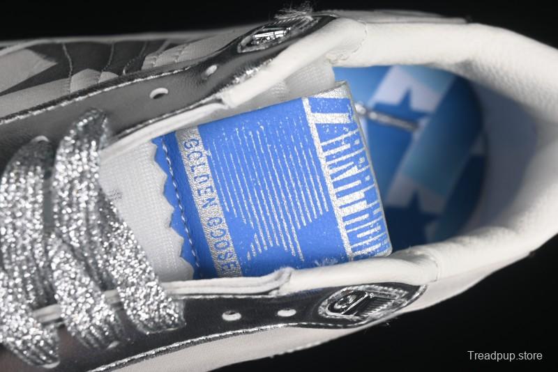 Golden Goose Marathon Comfortable Low-Top Lifestyle Sneakers in White Black Silver - H8D4