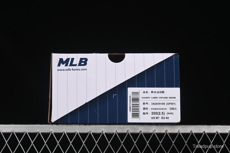 New York Yankees MLB Chunky Liner Lightweight Platform Sneakers with Hook and Loop Closure - 3ASXV015N50BLS