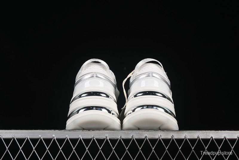 GG-CC Chunky Low Casual Fashion Sneakers with Thick Sole and Height Increasing Design - 2607 White