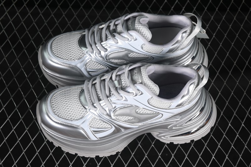 GG-CC Chunky Low Casual Fashion Sneakers with Thick Sole and Height Increasing Design - 2607 Silver