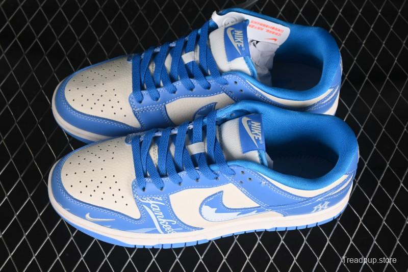 Nike SB Dunk Low MLB Blue White Blue Swoosh Anniversary Custom Low-Top Casual Skate Shoes - KK1333-036