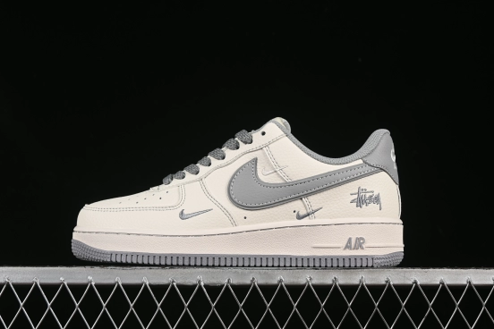 Nike Air Force 1'07 Low Stussy Collaboration Beige Mini Swoosh Casual Sneakers - HH7518-060