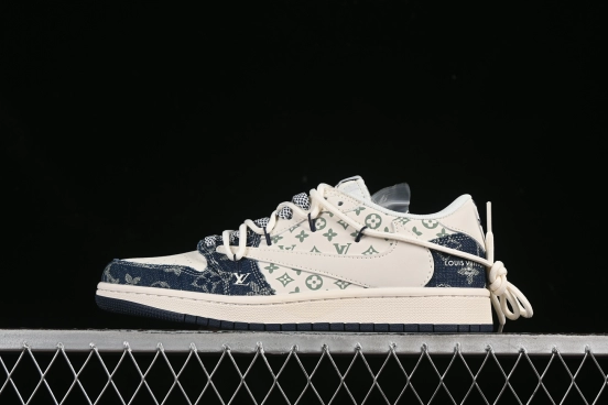 Nike Travis Scott x Fragment Design x Air Jordan 1 Low OG SP Casual Sneakers with Reverse Swoosh - YX5066-322