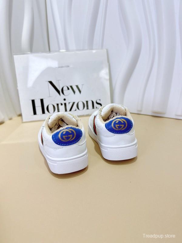 2024 Kids GUCCI White Green Red Leather Sneakers