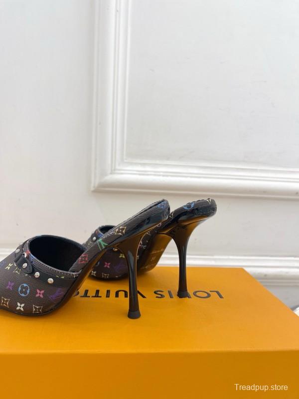 2025 Women Louis Vuitton Multicolor Leather High Heel Mule