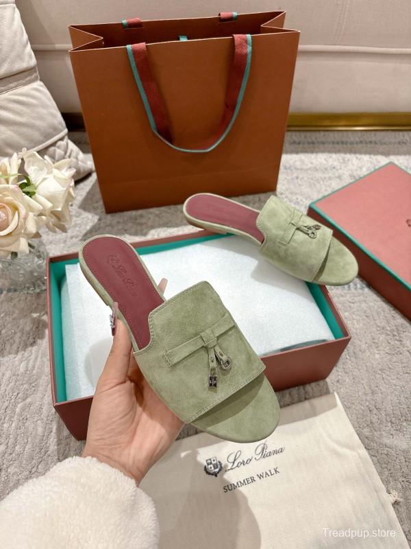 2025 Slippers LP Light Green Suede Slippers
