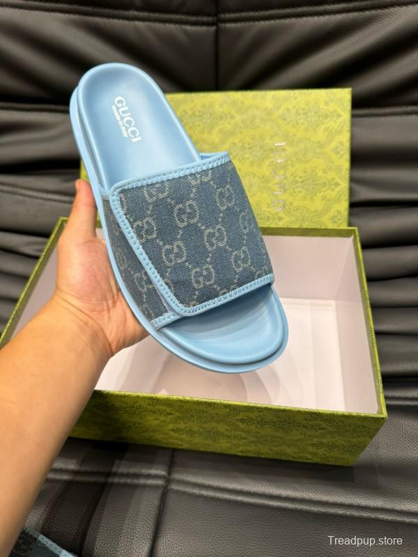 2024 Gucci blue fabric slippers MJ00200