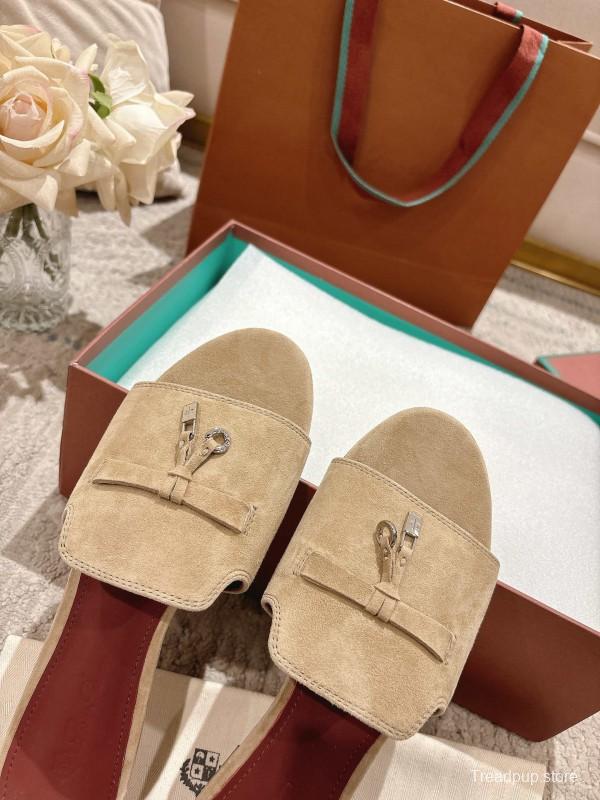 2025 Women LP Beige Suede Slippers