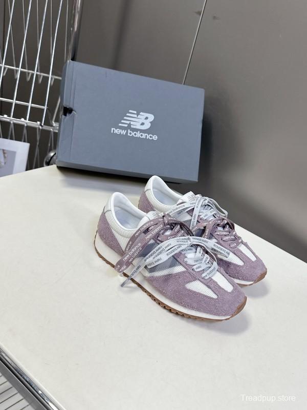 2025 Women New Balance White Purple Suede Mesh Running Shoes KFY00270