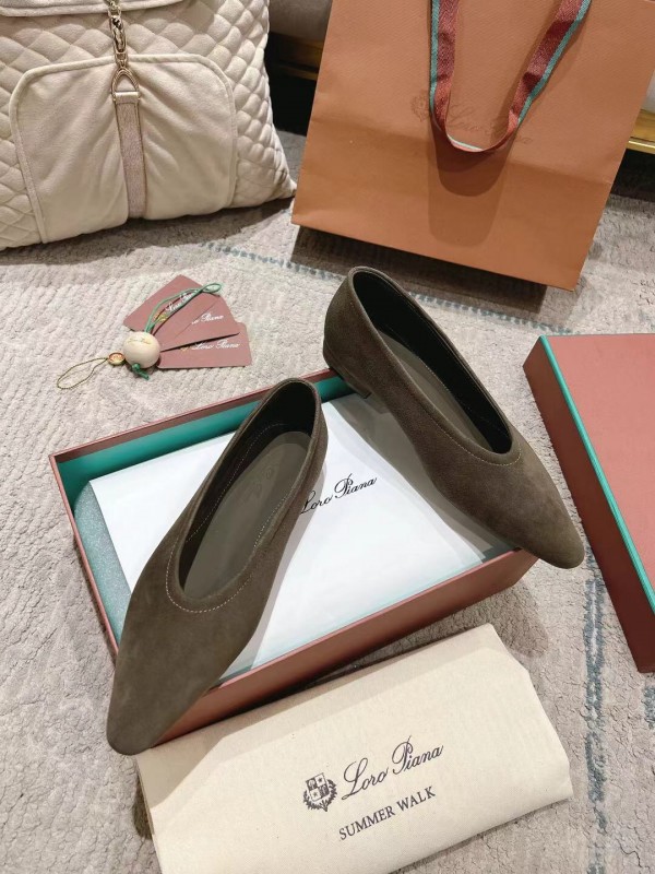 2025 Women LP Brown Suede Ballet Flats