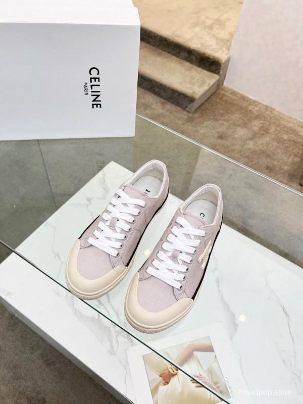 2025 Women Celine Light Grey Canvas Sneakers LY00210