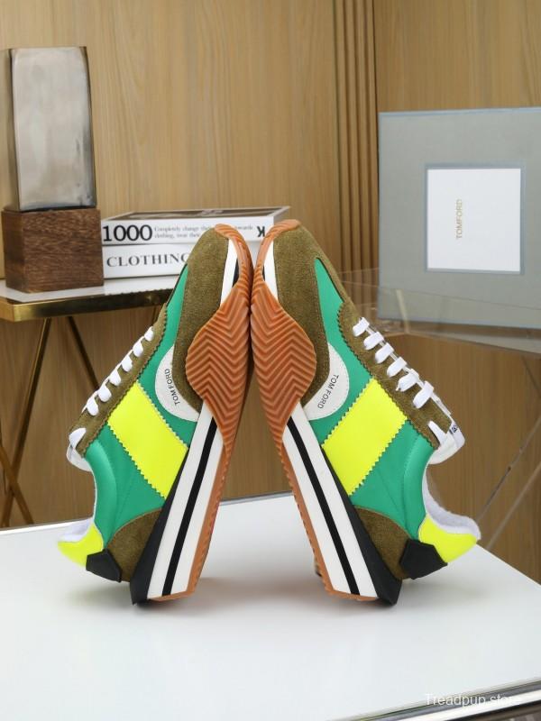 2025 Unisex TOM FORD Green Yellow Suede Nylon Sneakers LY00360(F)/LY00370(M)