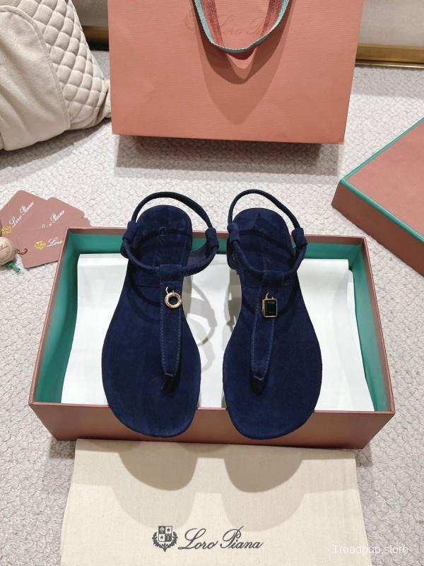 2025 Women LP Navy Suede Sandals LY00000