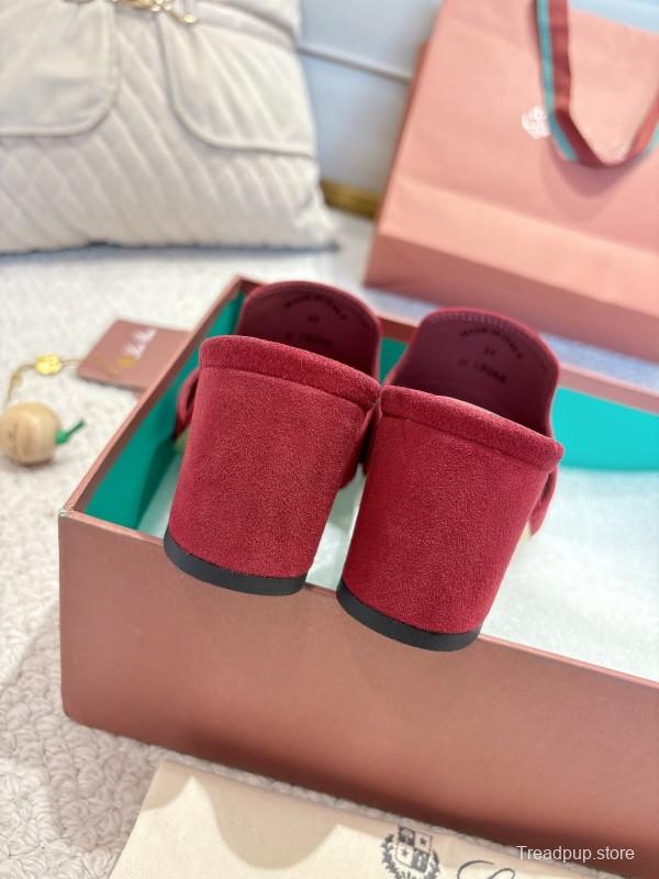 2025 Women LP Red Suede Heeled Sandals