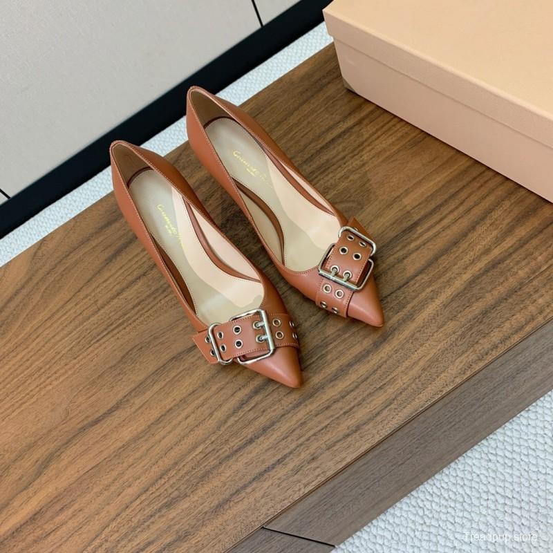 2025 Women Gianvito Rossi Brown Leather Heels KFY00300