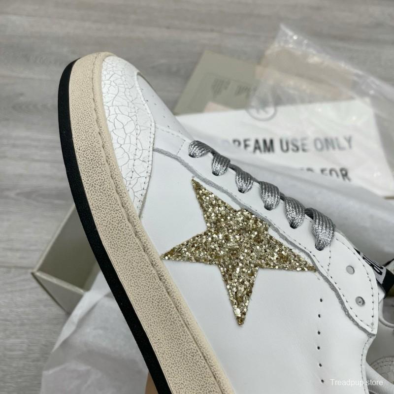 2024 Unisex GGDB White Gold Glitter Leather Low Top Sneakers MJ00260