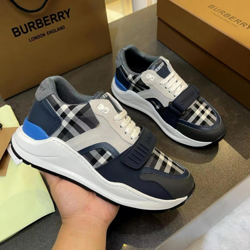 2025 Unisex Burberry Black White Beige Suede Leather Cotton Sneakers Vintage Check MJ00360
