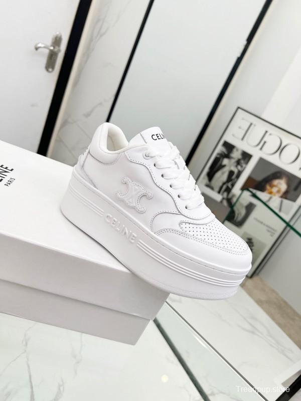 2025 Women CELINE White Leather Sneakers