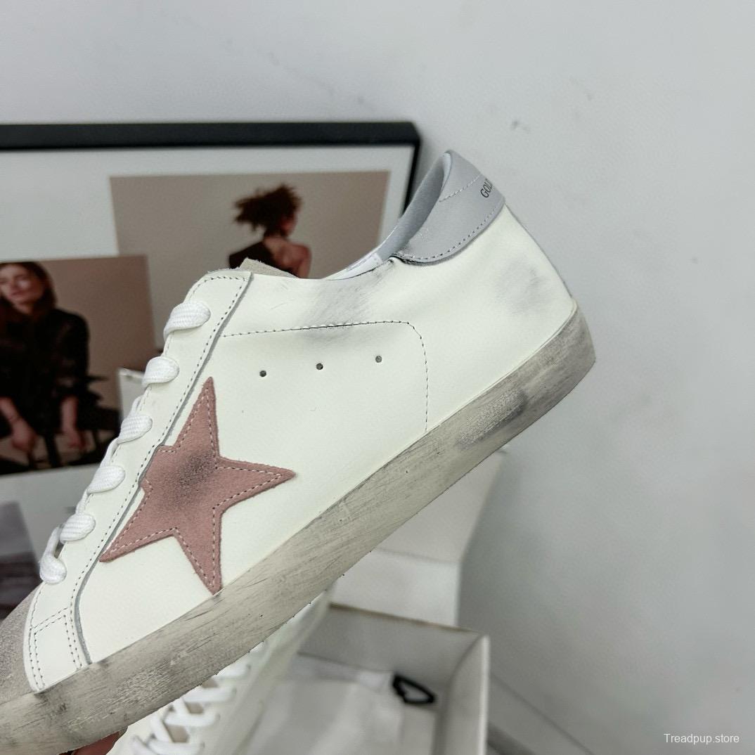 2025 Women GGDB White Pink Leather Sneakers