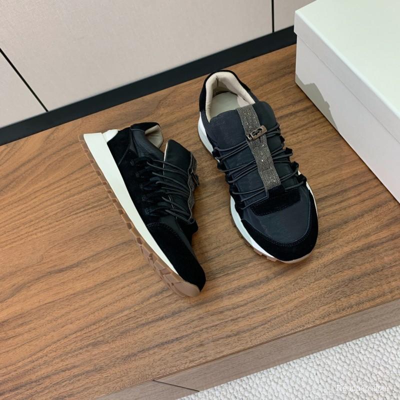 2025 Unisex Brunello Cucinelli Black Suede Leather Sneakers LY